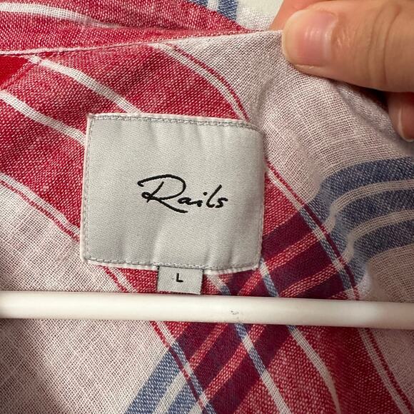 Rails Amelie Carmine Linen Blend Tie Front Shirt - Picture 5 of 8